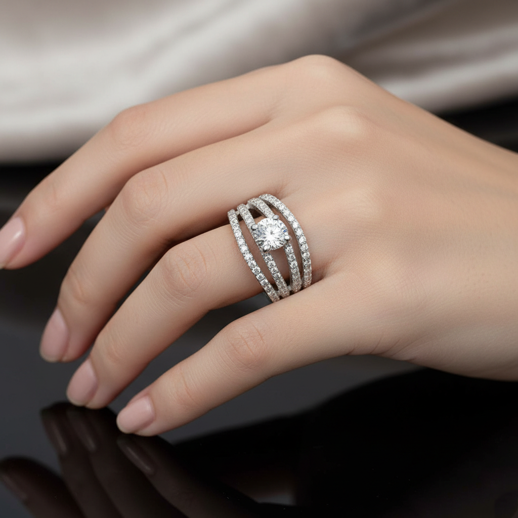 Luxury White Round Ring