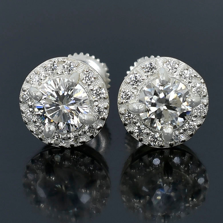 Sparkling White Round Stud Earrings