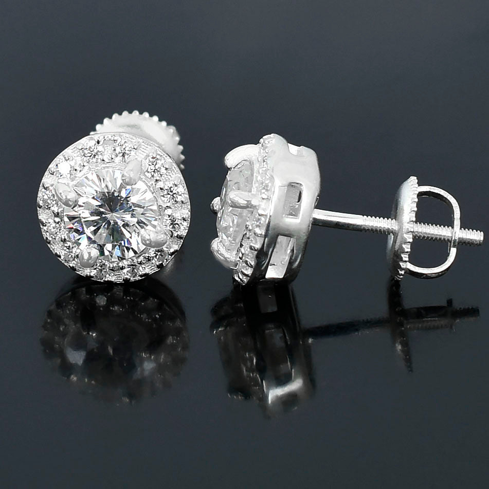 Sparkling White Round Stud Earrings