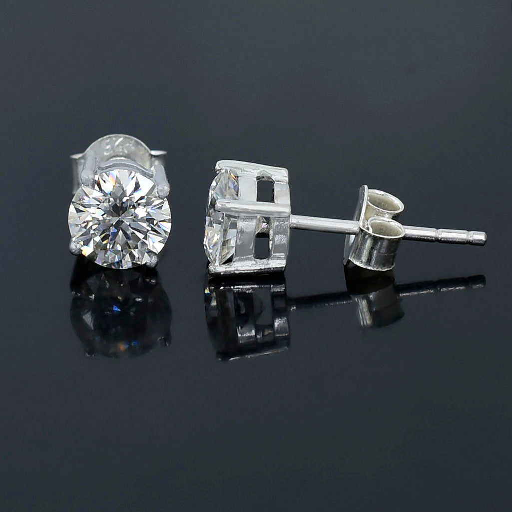 Classic White Round Stud Earrings