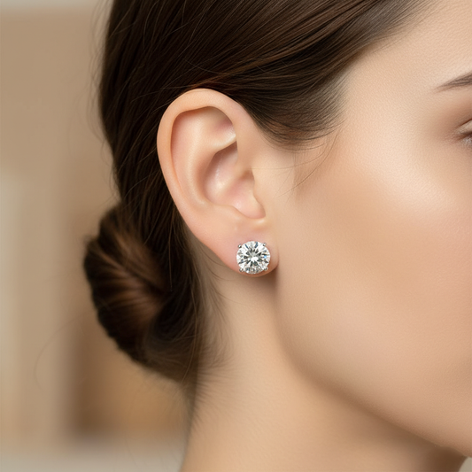 Classic White Round Stud Earrings
