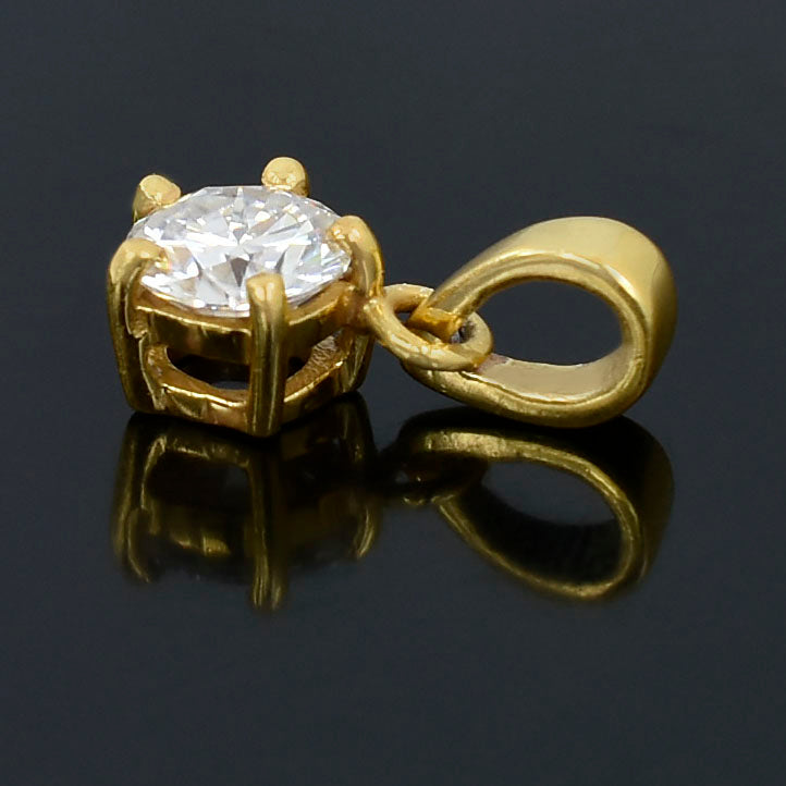 Elegant White Solitaire Pendant with yellow finish