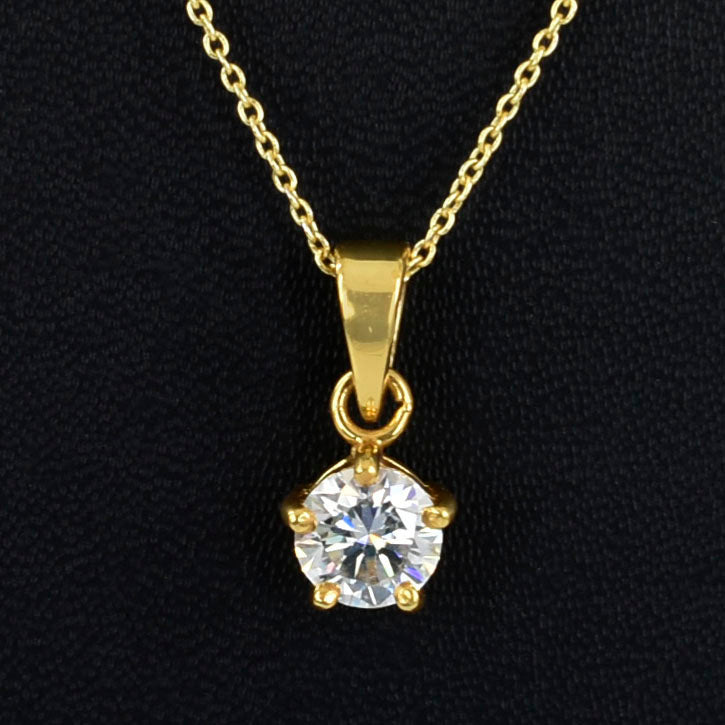 Elegant White Solitaire Pendant with yellow finish