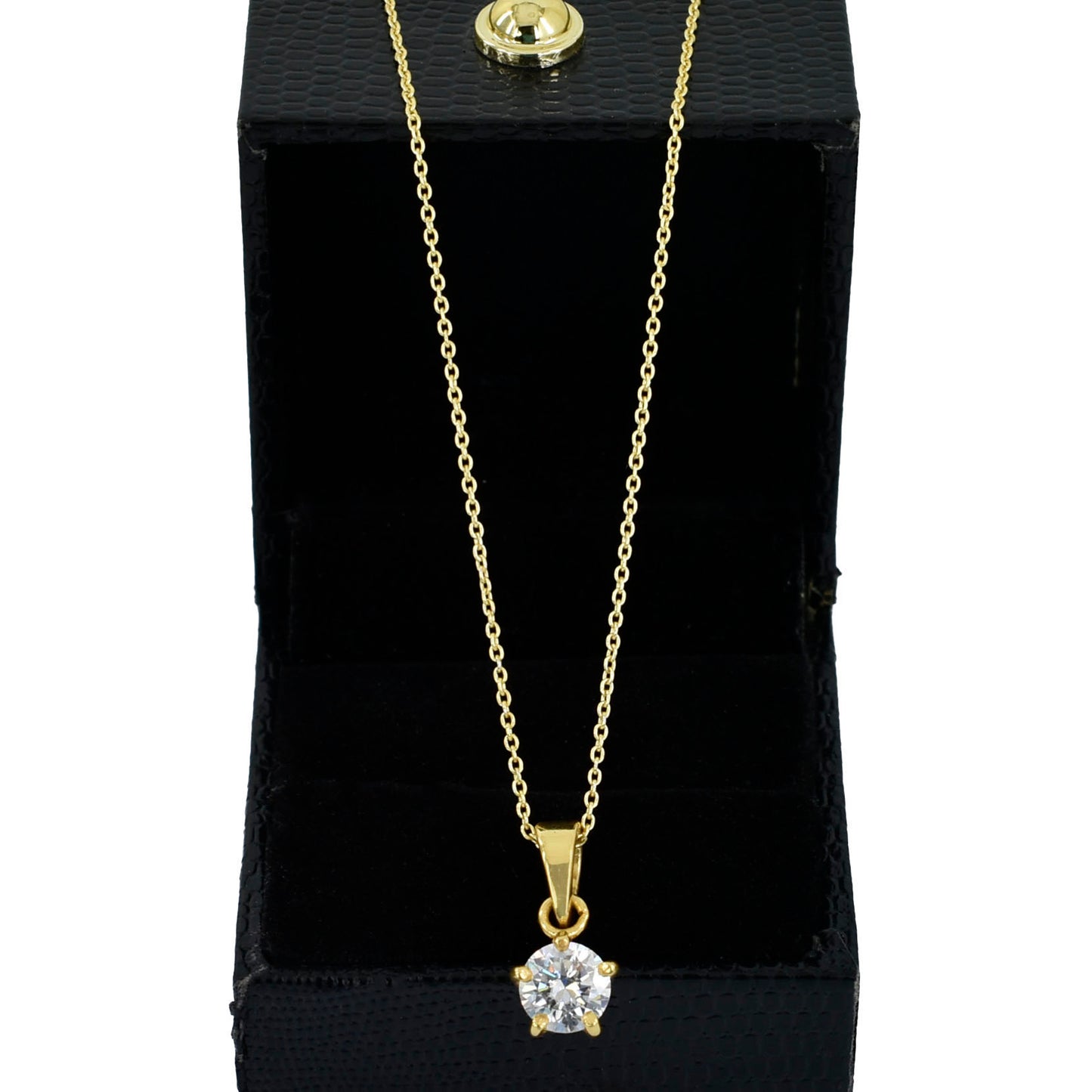 Elegant White Solitaire Pendant with yellow finish