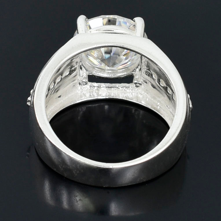 Men's White Round Cut Ring