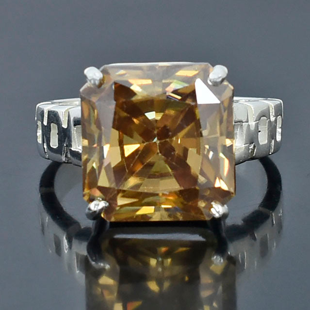 Champagne Square Radiant Cut Ring