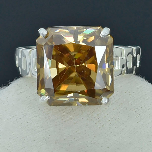 Champagne Square Radiant Cut Ring