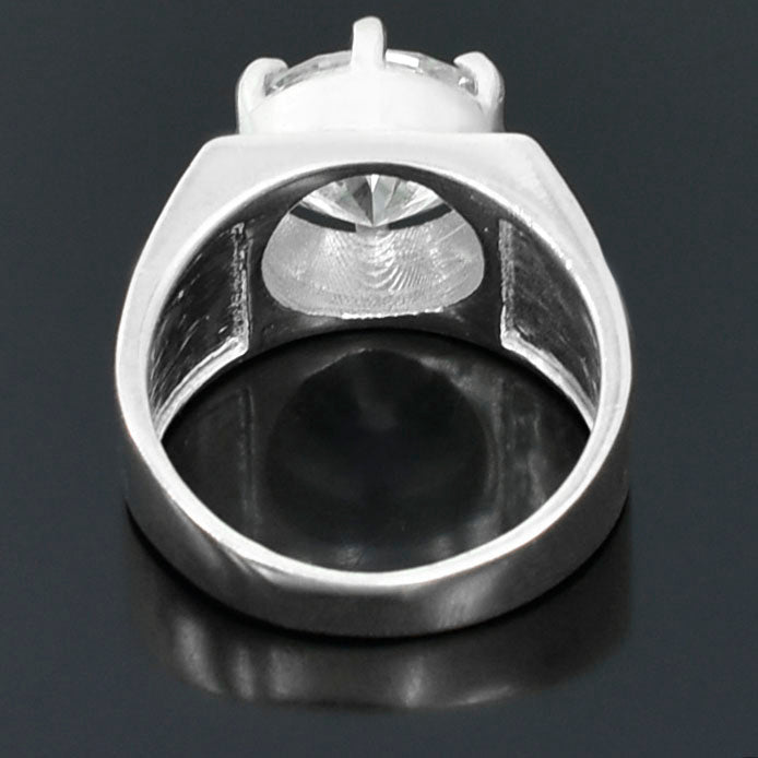 Men's White Round Cut Ring