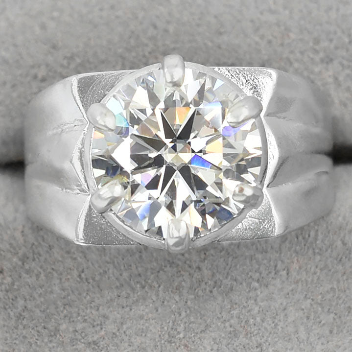 Men's White Round Cut Ring