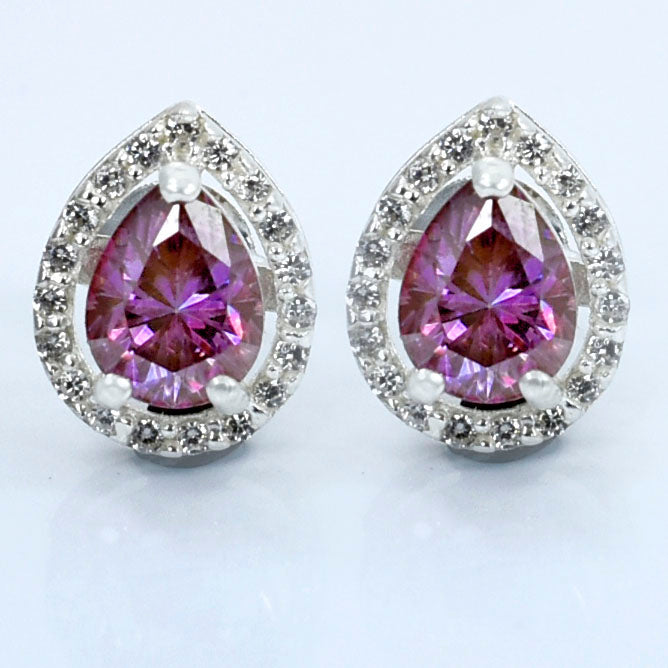 Pink Pear Cut Stud Earrings