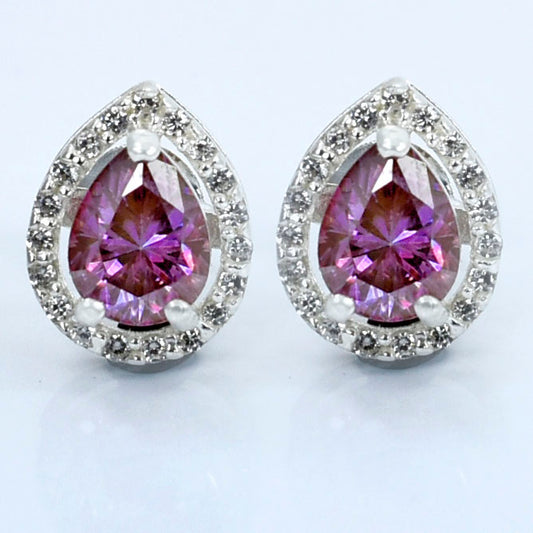2 Ct Pink Pear Lab Diamond Stud Earrings