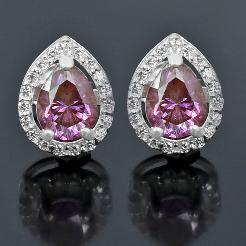 Pink Pear Cut Stud Earrings