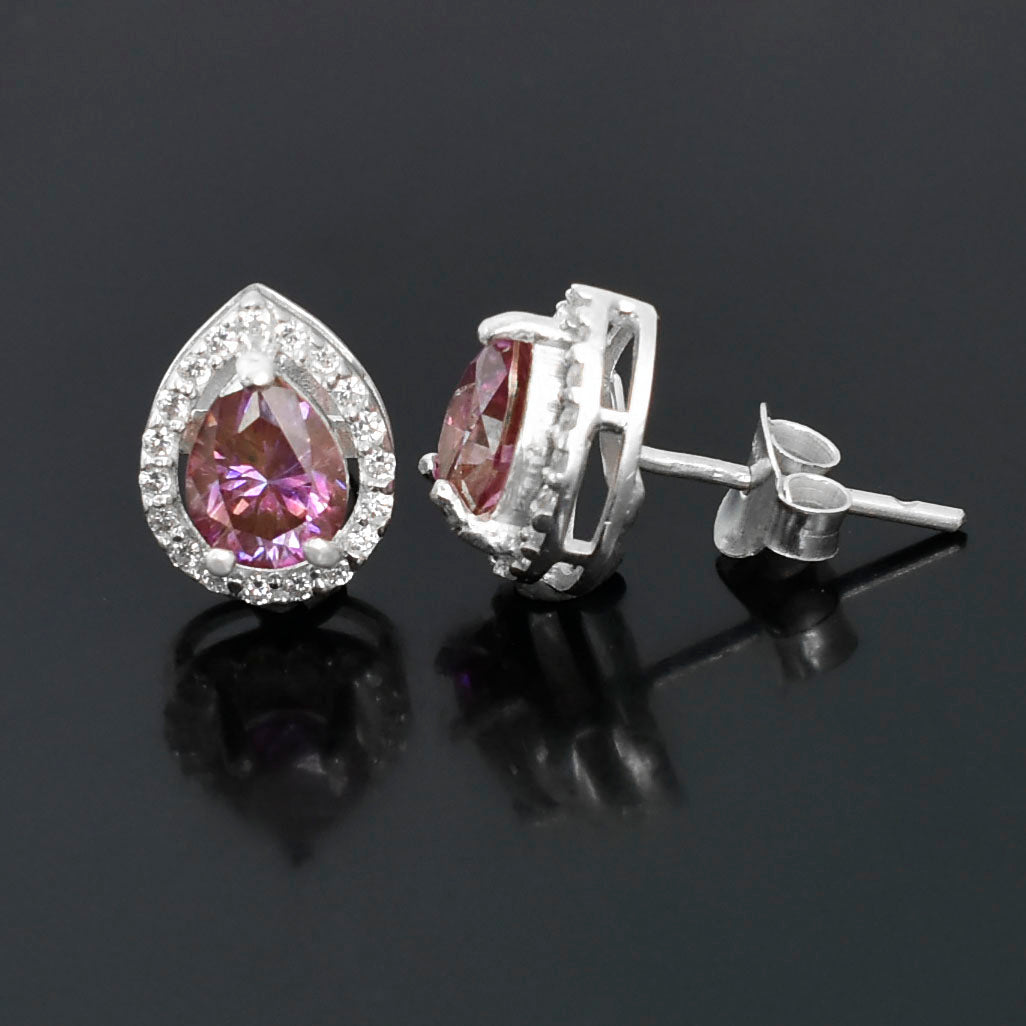 Pink Pear Cut Stud Earrings