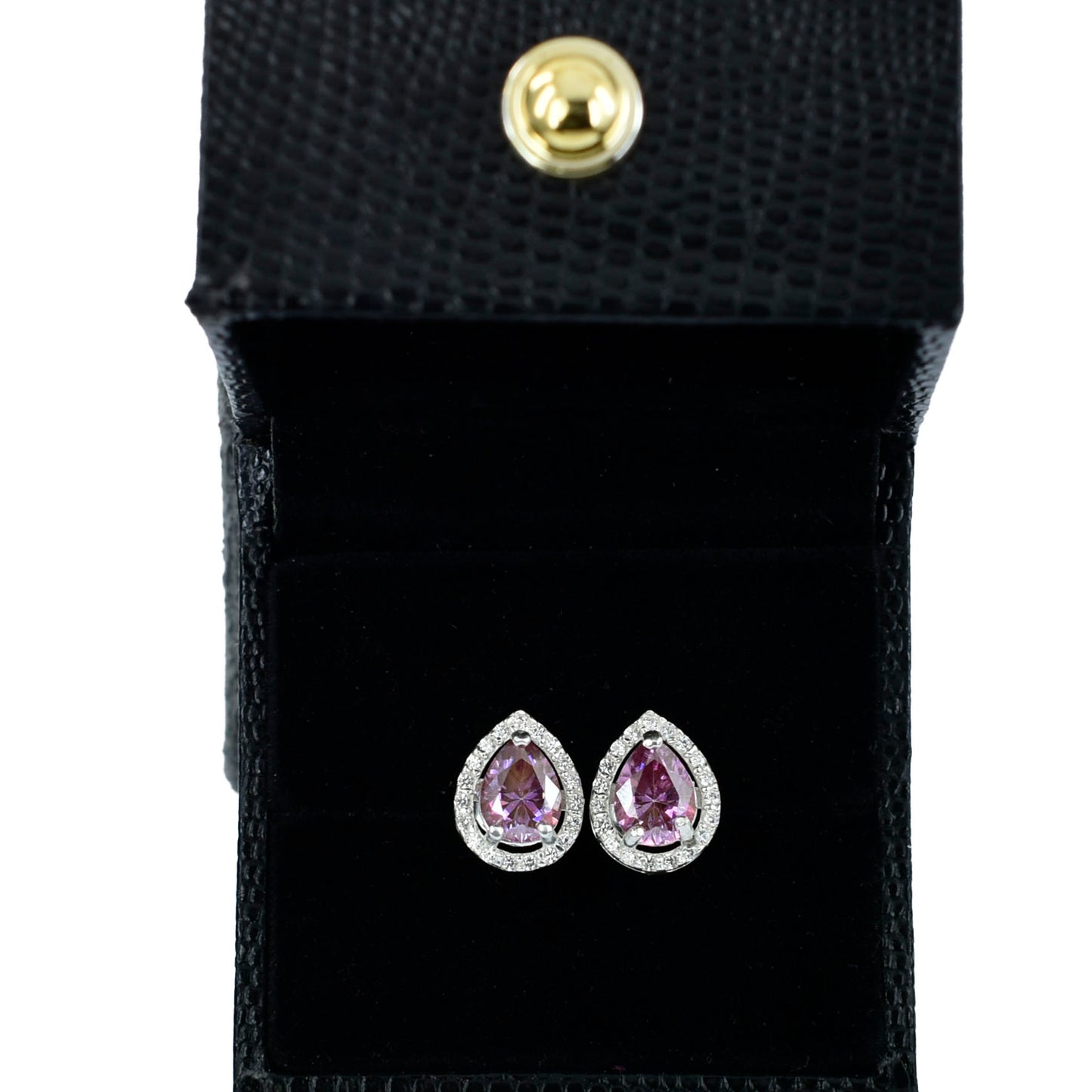 Pink Pear Cut Stud Earrings