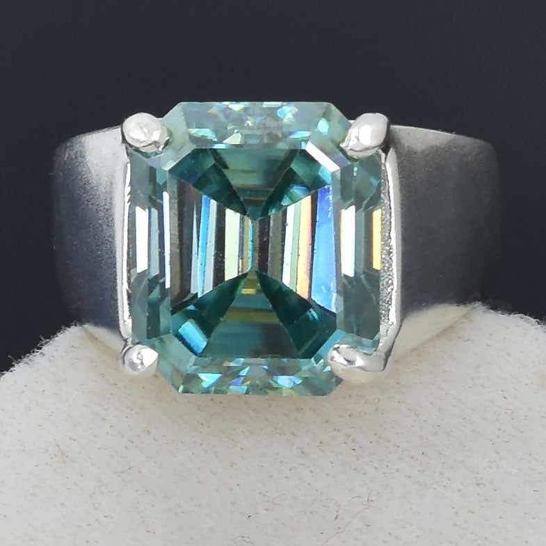 Blue Emerald Cut Ring
