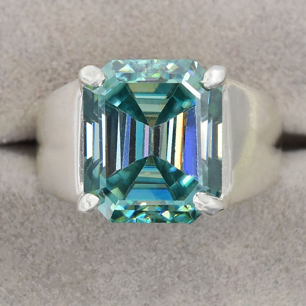 Blue Emerald Cut Ring