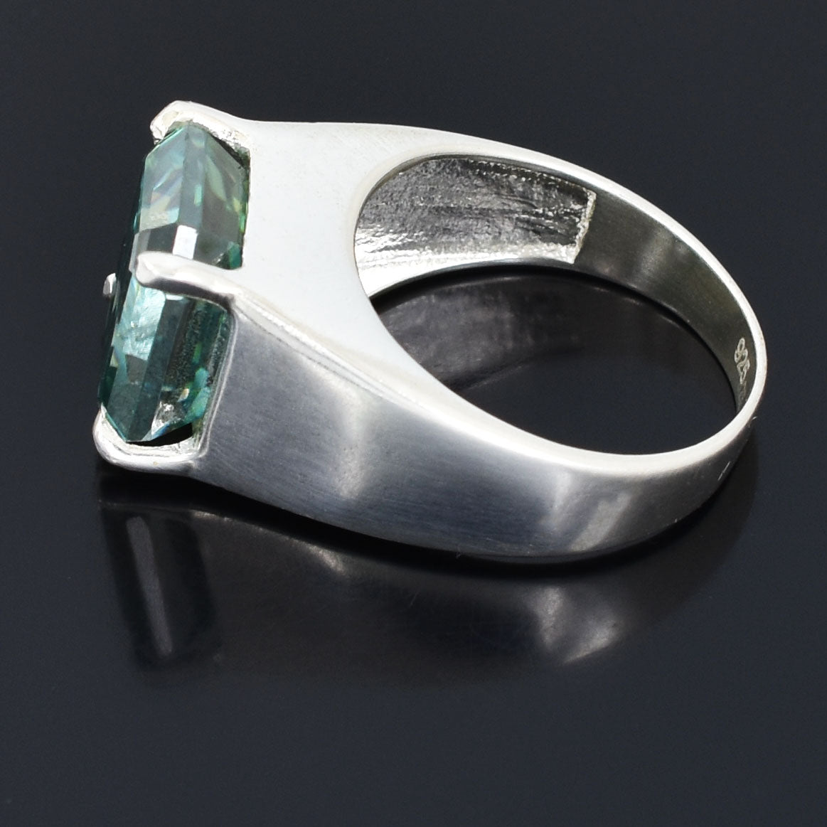 Blue Emerald Cut Ring