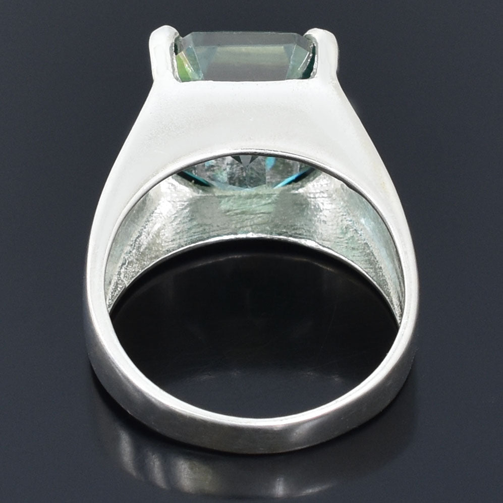 Blue Emerald Cut Ring