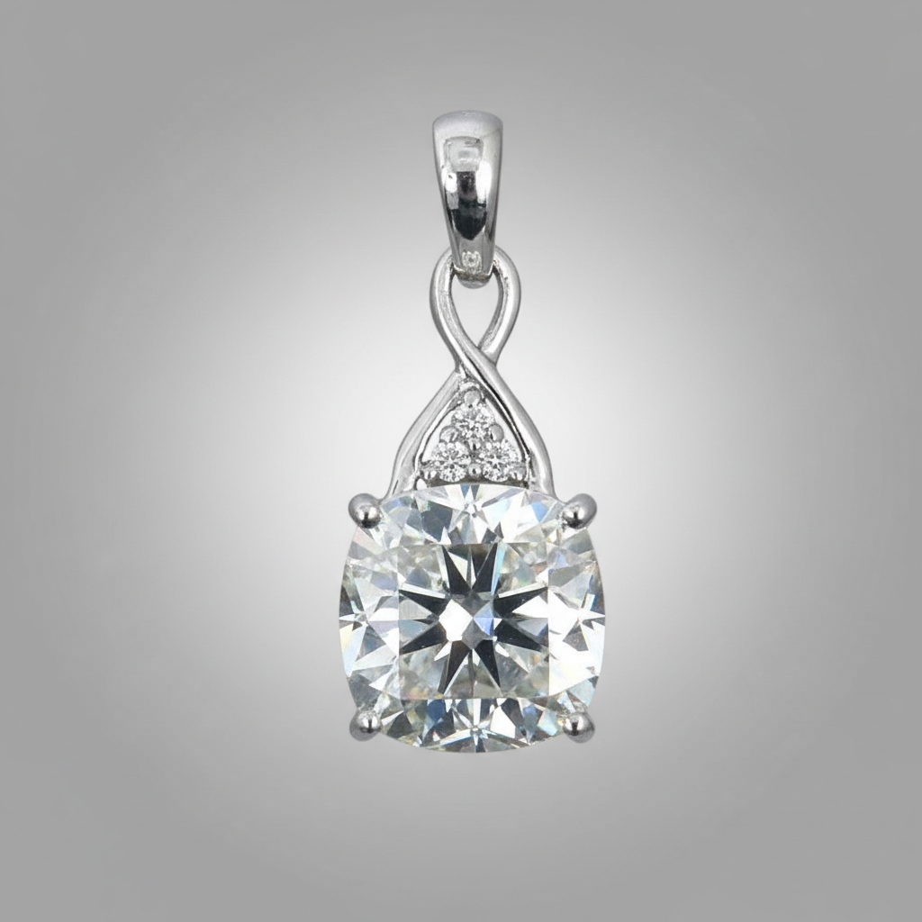 White Cushion Cut Pendant