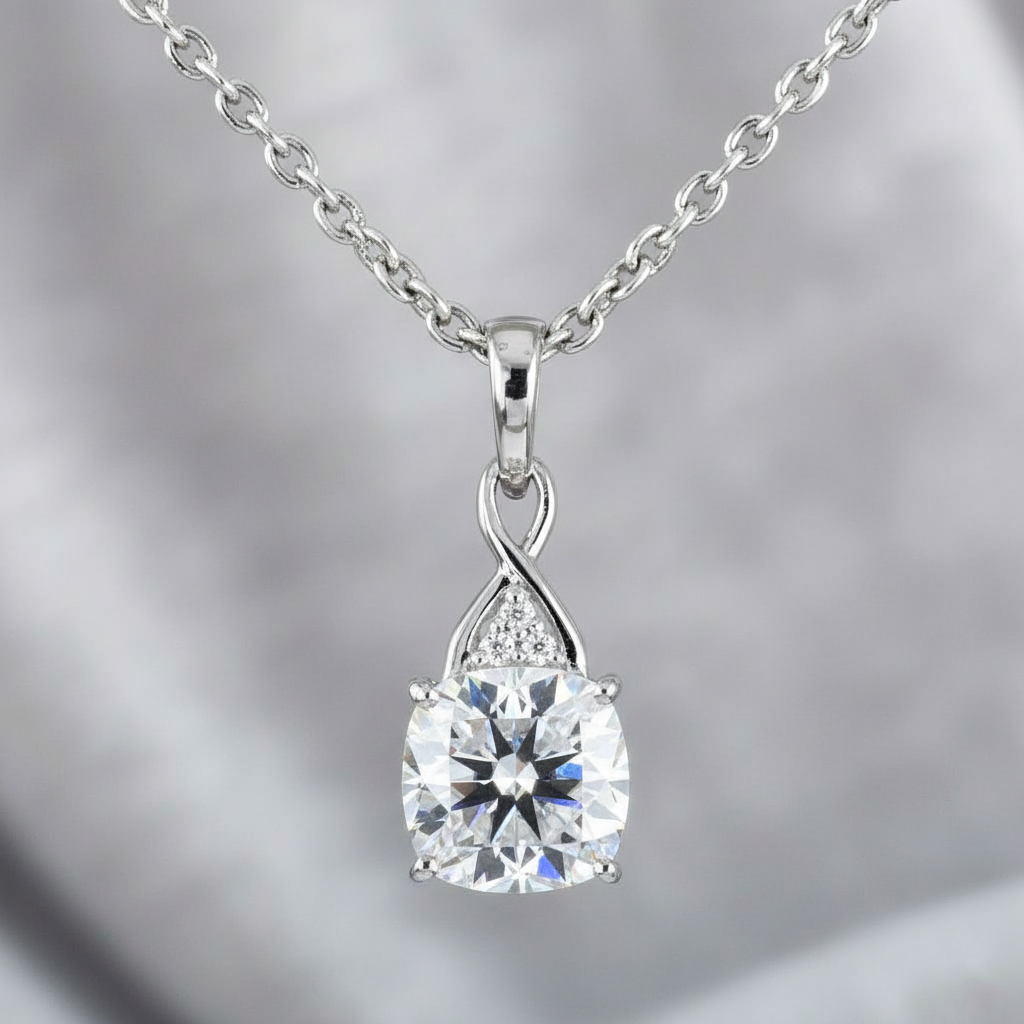 White Cushion Cut Pendant