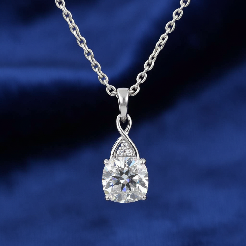 White Cushion Cut Pendant