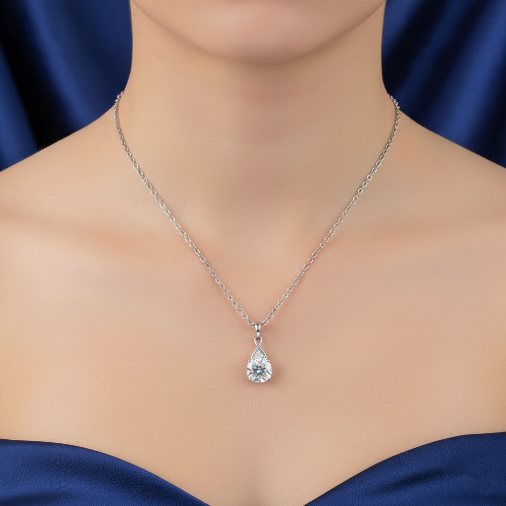 White Cushion Cut Pendant