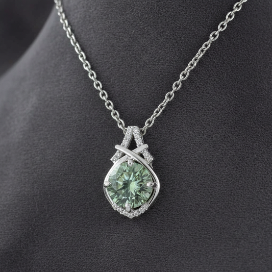 3 Ct Blue Round Lab Diamond Pendant