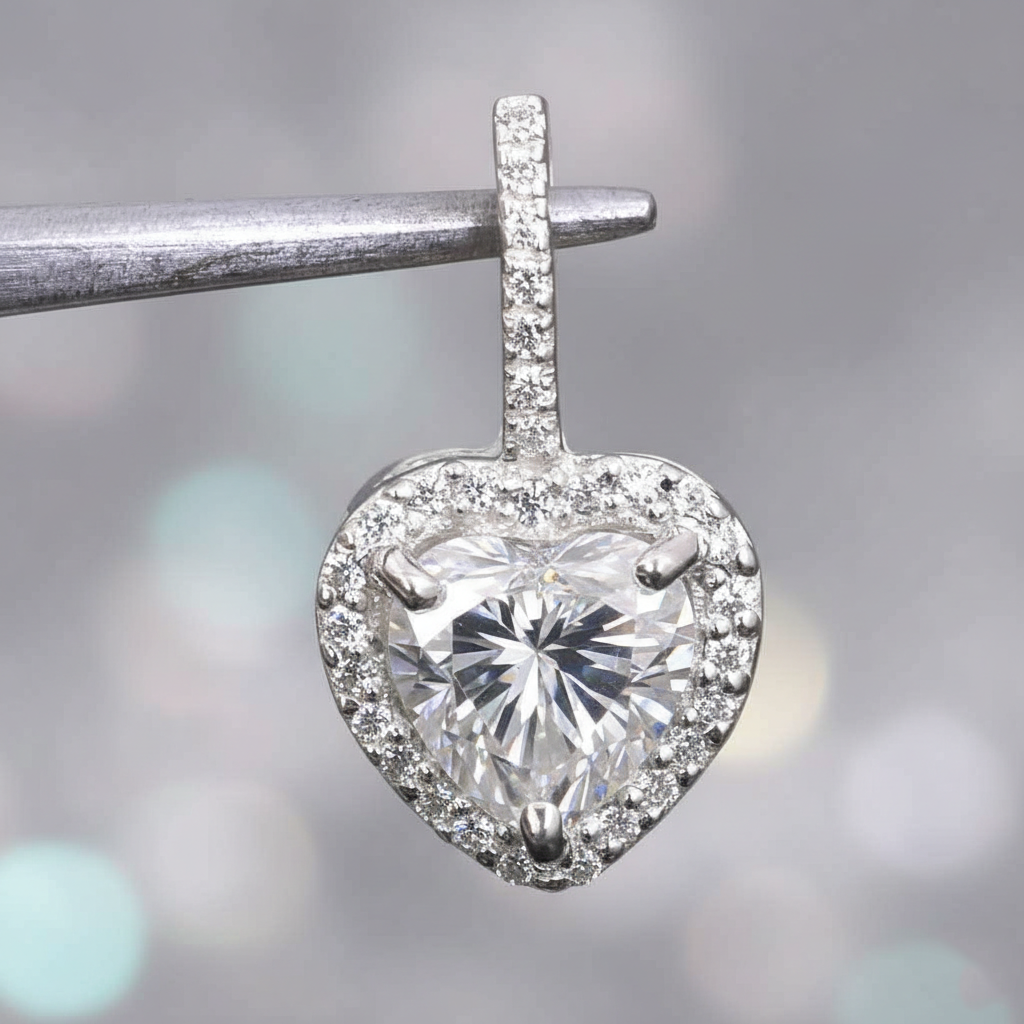 White Heart Cut Pendant