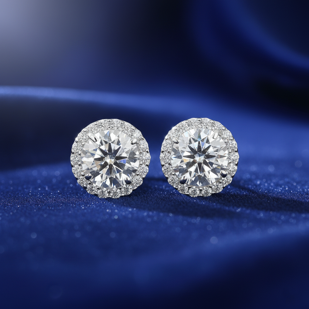 White Round Stud Earrings