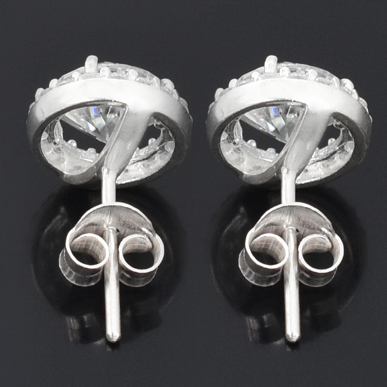 White Round Stud Earrings