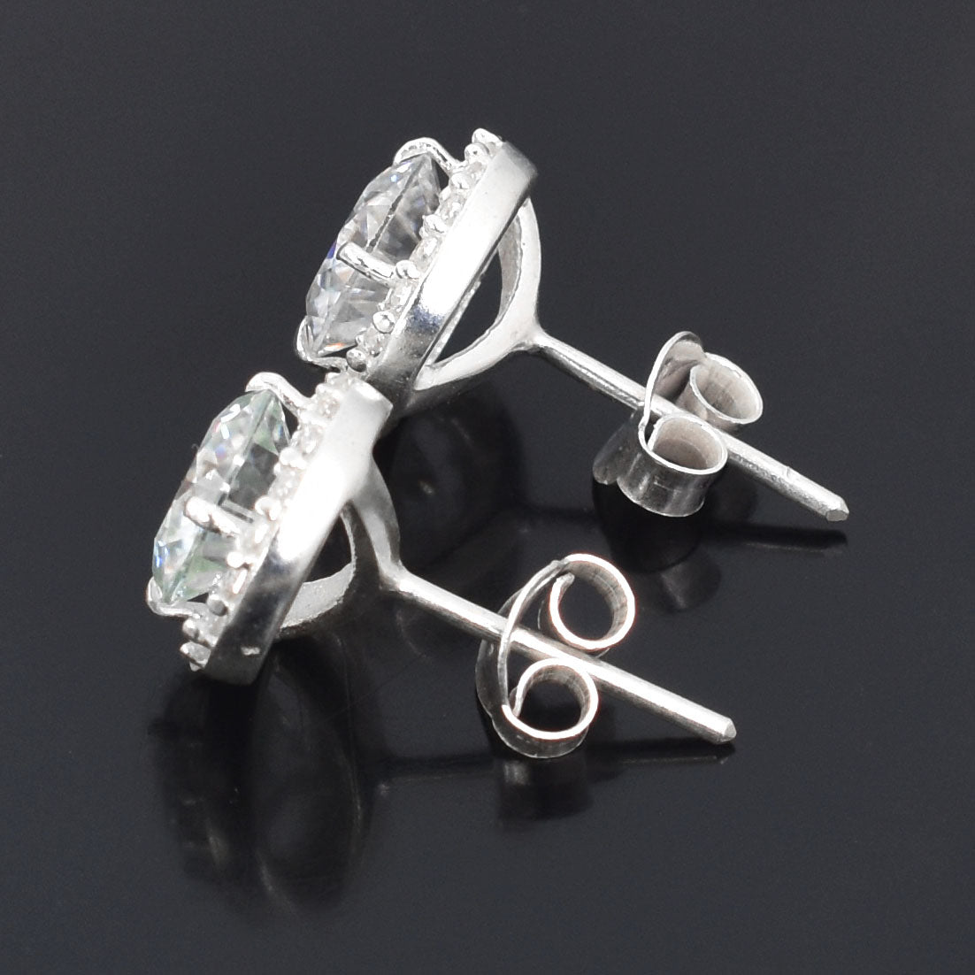 White Round Stud Earrings