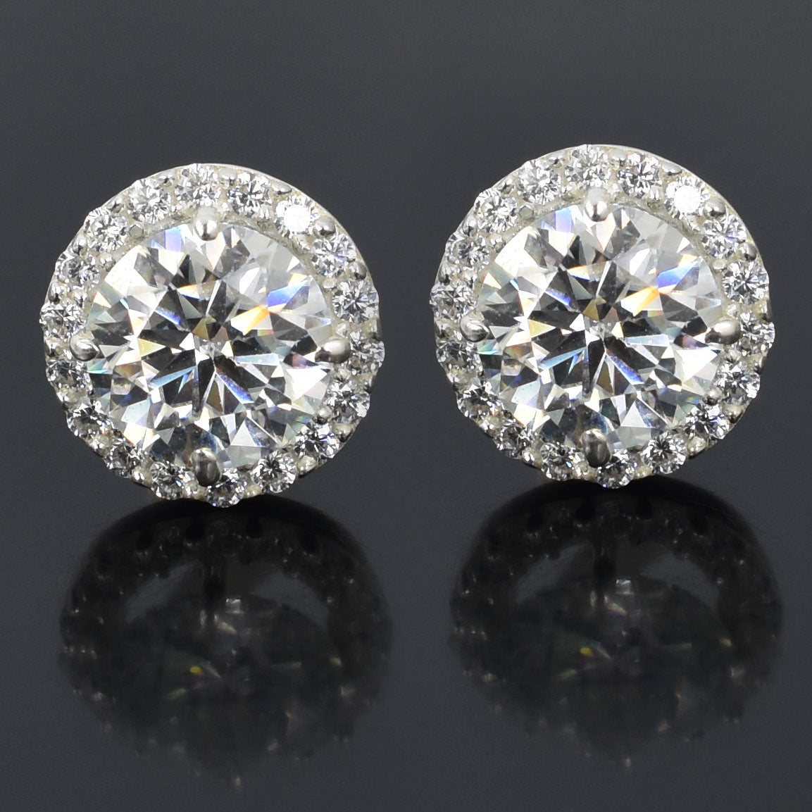 White Round Stud Earrings