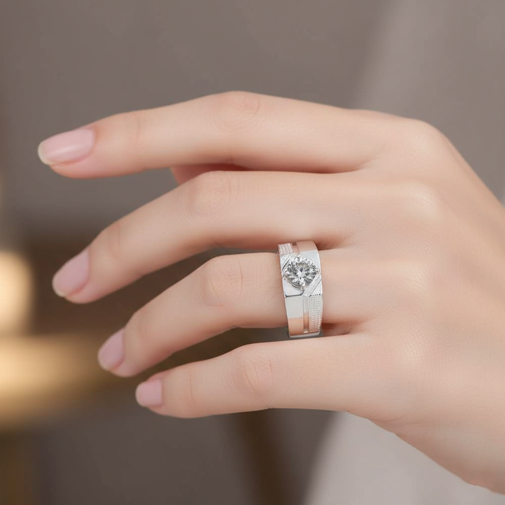 Grey Round Cut Ring