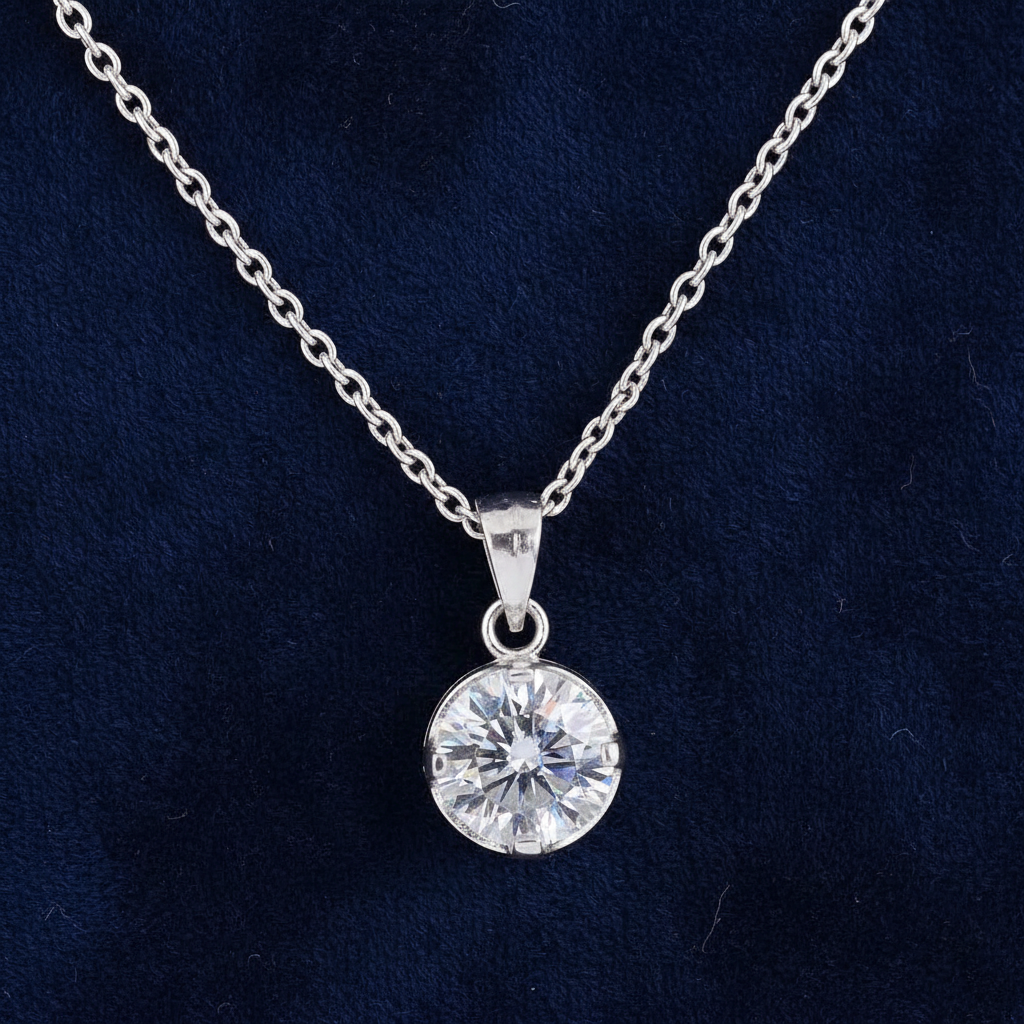 White Round Cut Pendant