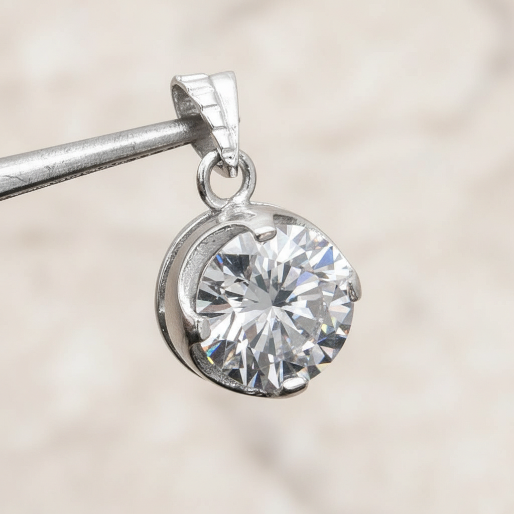 White Round Cut Pendant