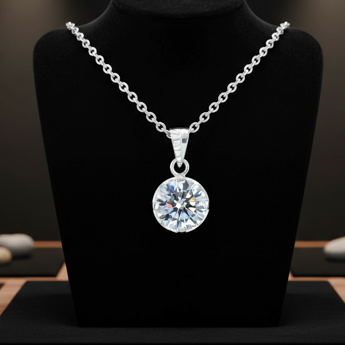 White Round Cut Pendant