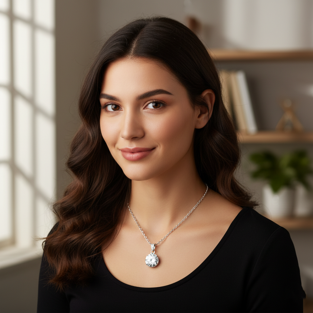 White Round Cut Pendant