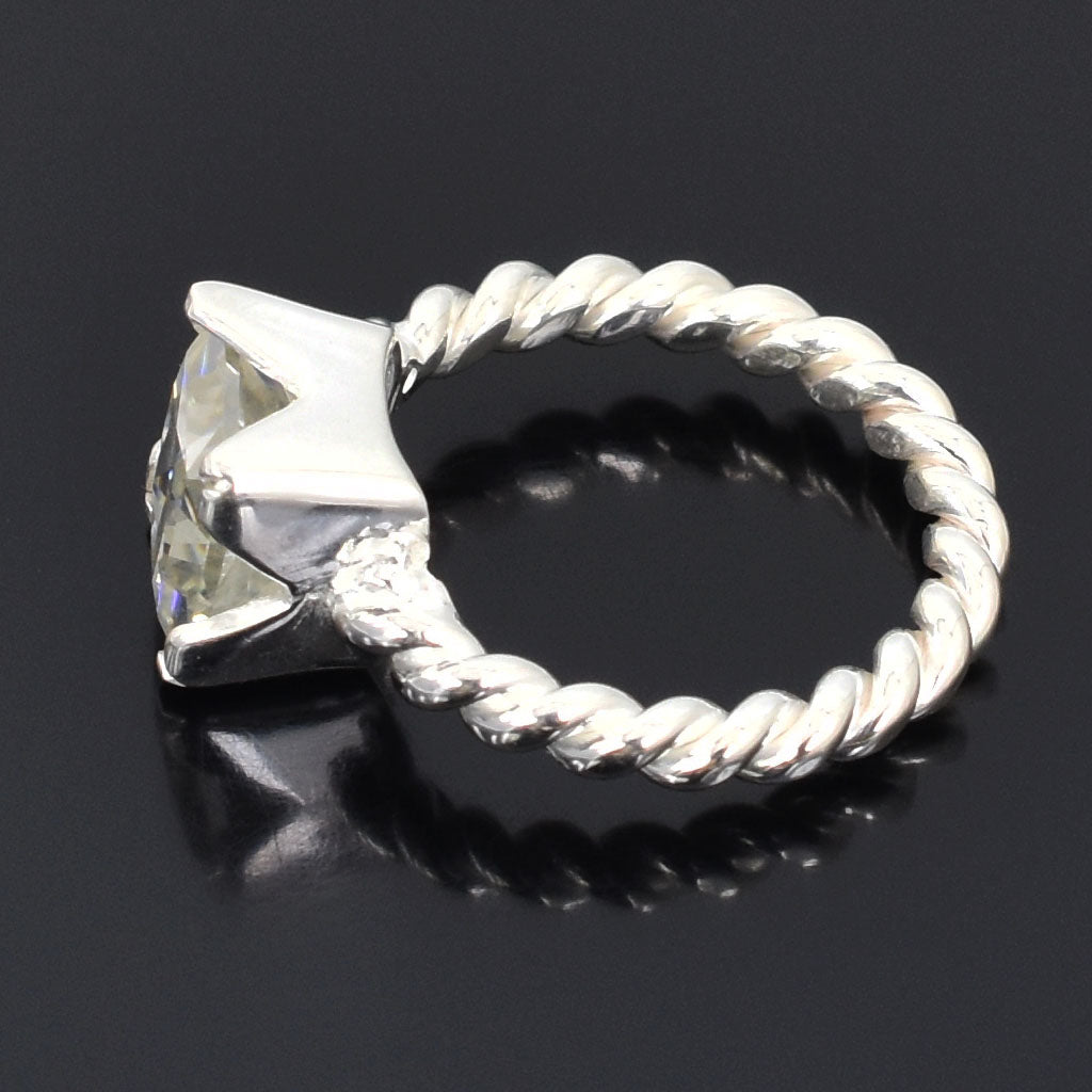 White Princess Cut Ring