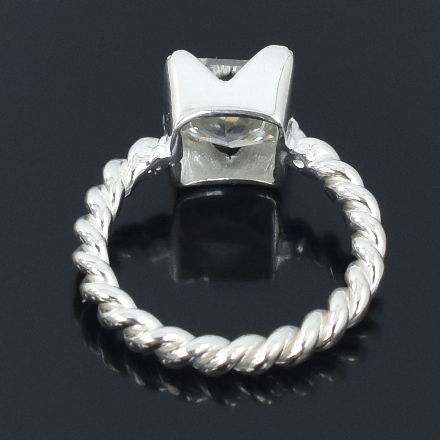 White Princess Cut Ring