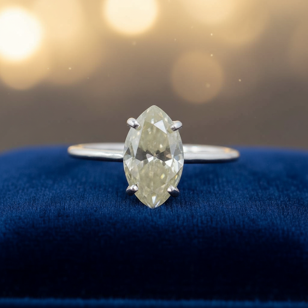 White Marquise Cut Ring