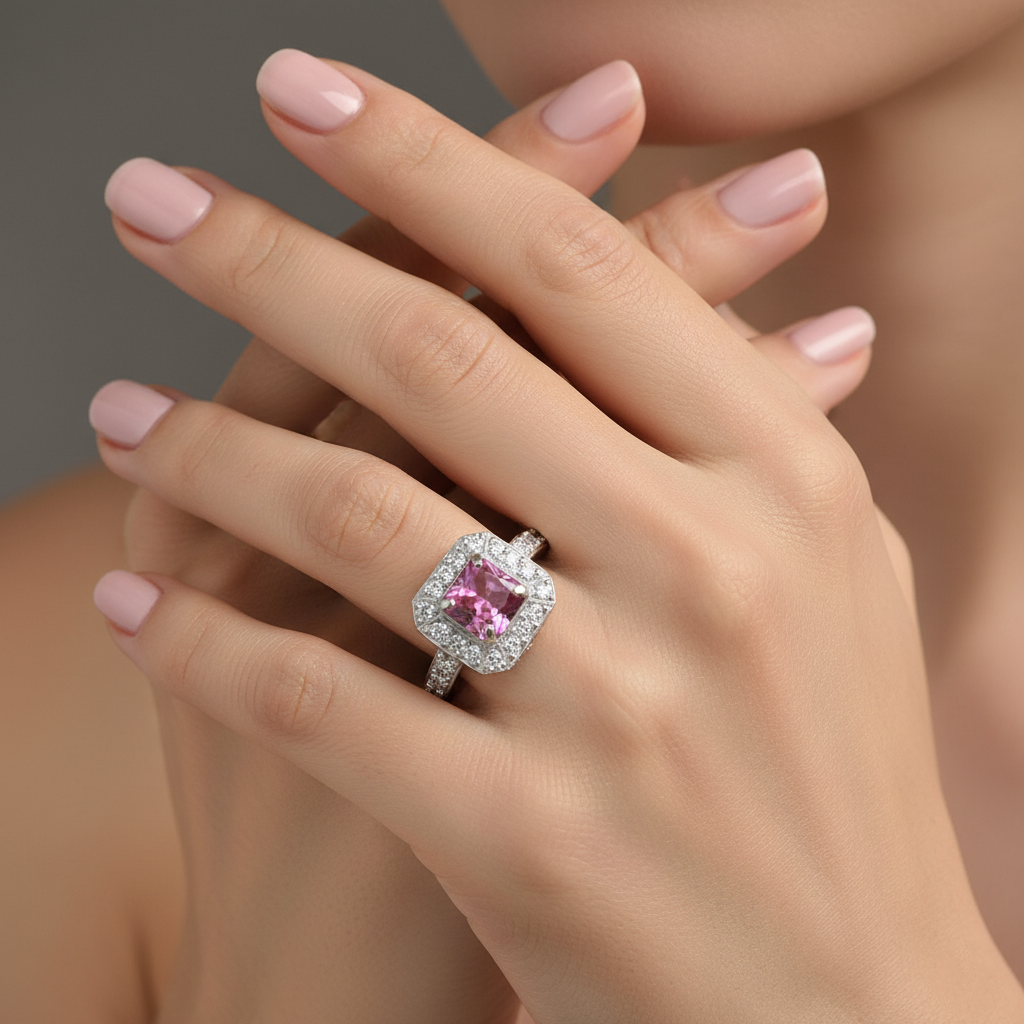Pink Square Cut Ring