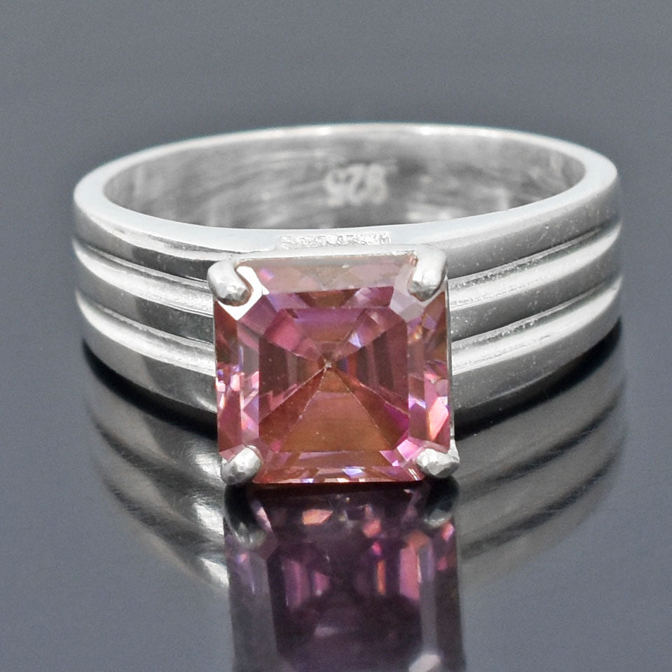 Pink Asscher Cut Ring