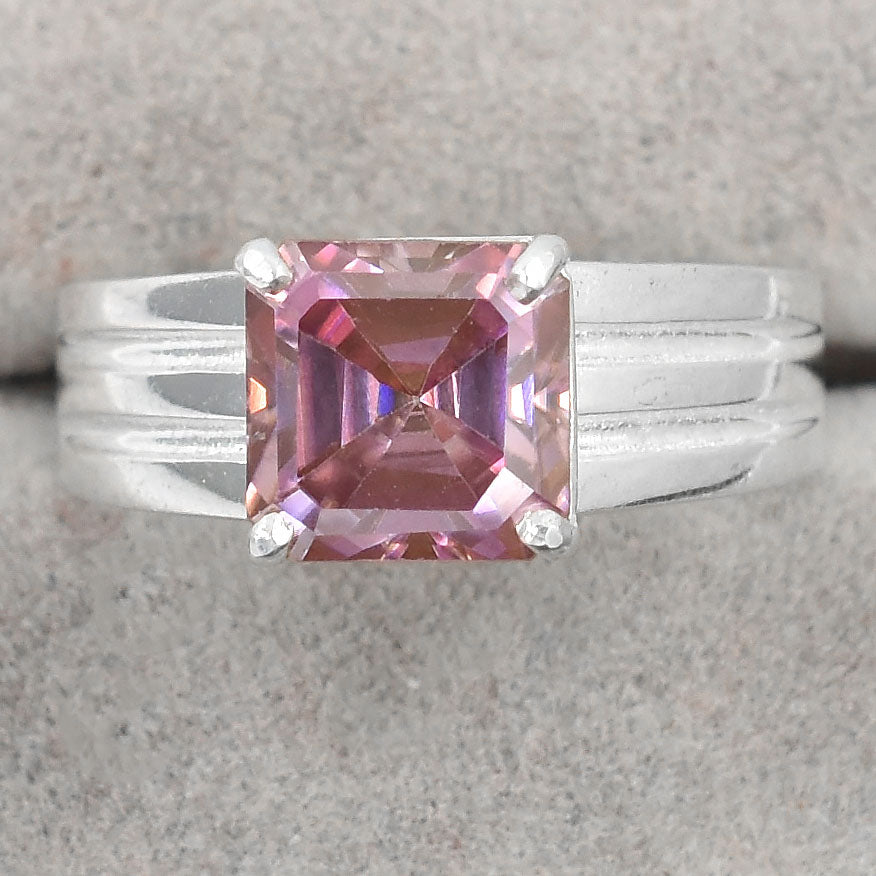 Pink Asscher Cut Ring