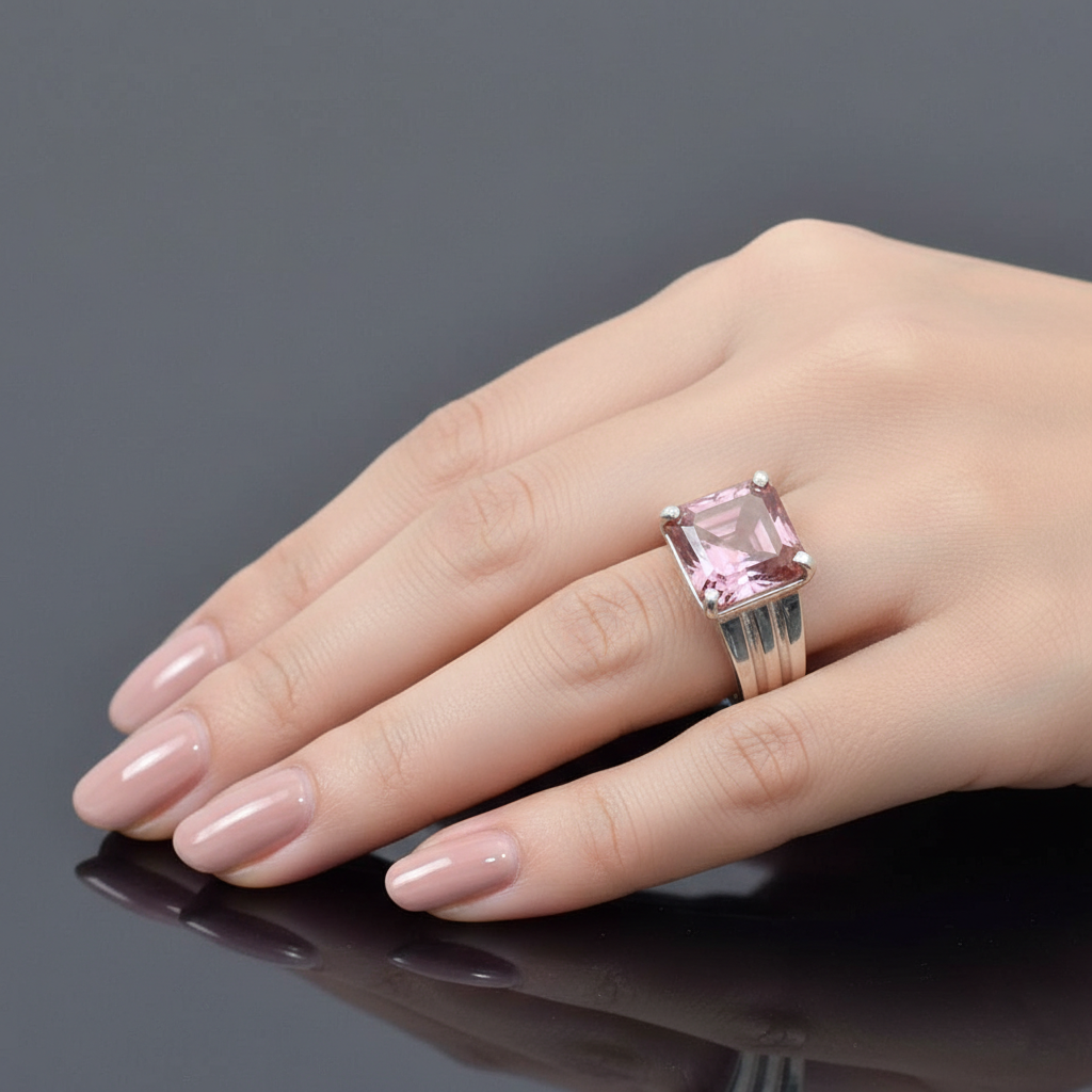 Pink Asscher Cut Ring