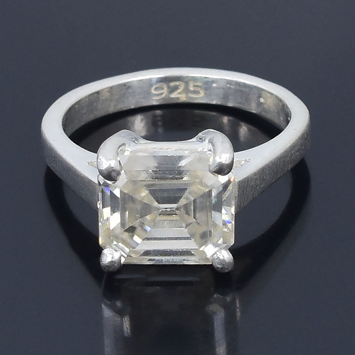 White Asscher Cut Ring