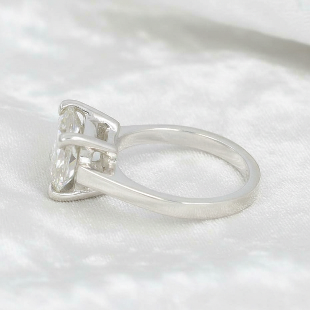 White Asscher Cut Ring