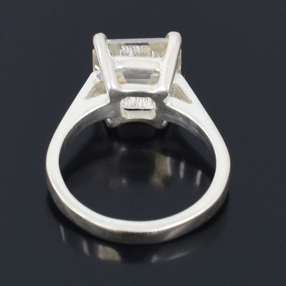 White Asscher Cut Ring