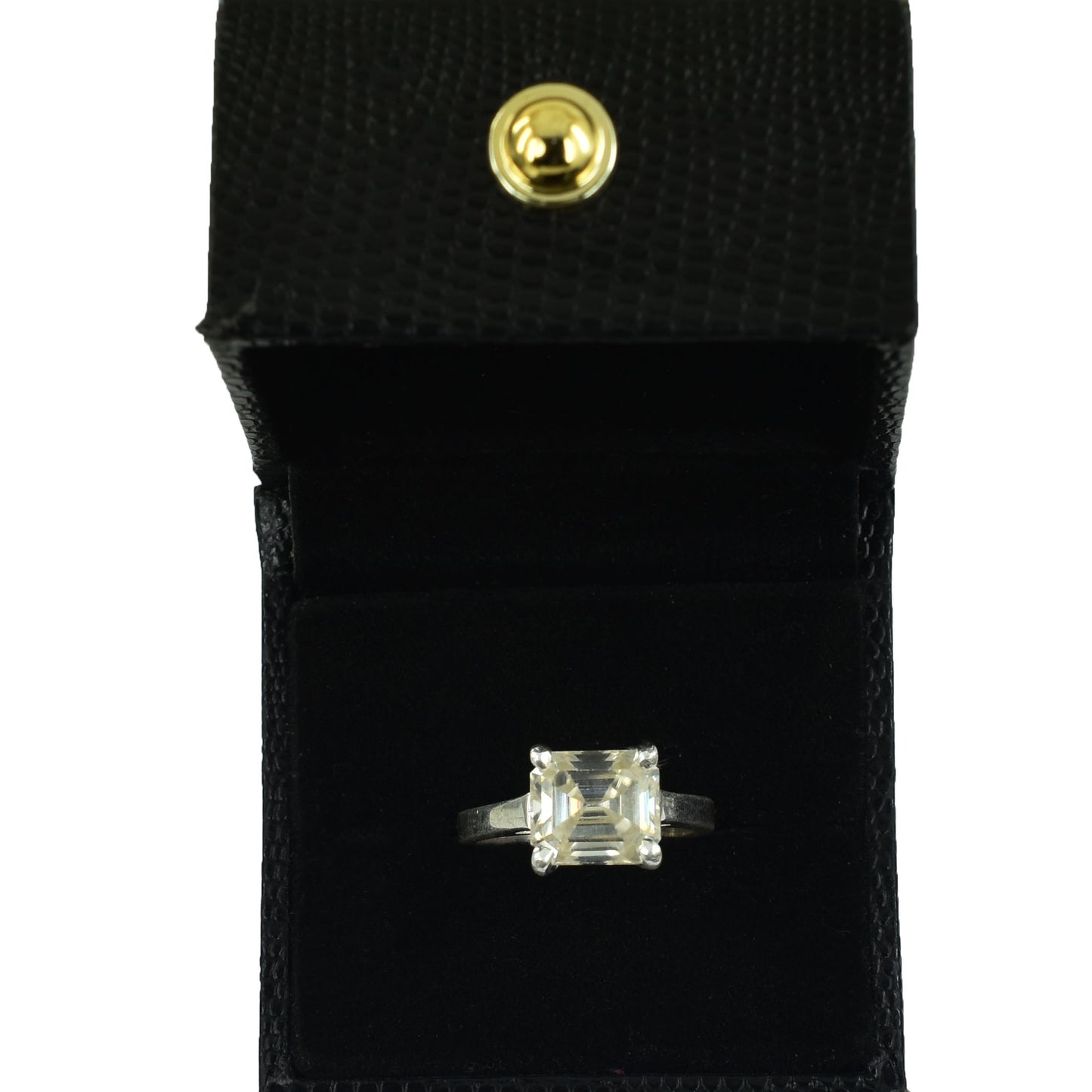 White Asscher Cut Ring