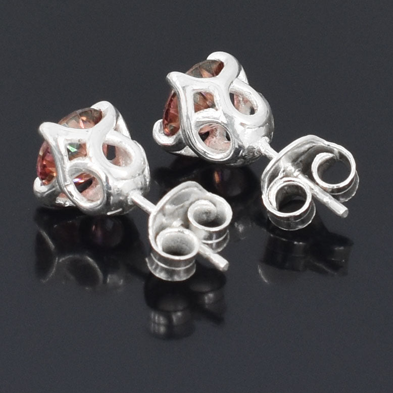 Pink Round Cut Stud Earrings