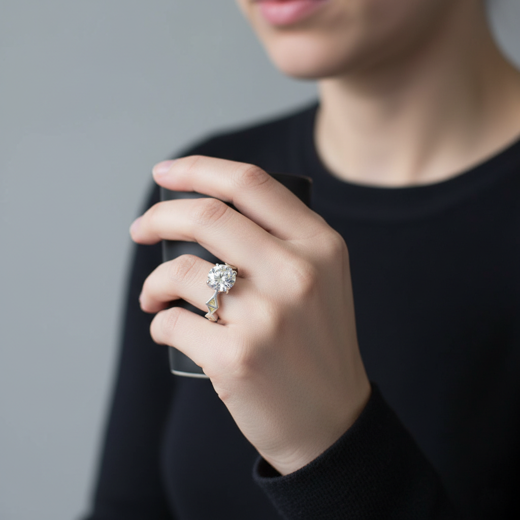 White Round Cut Ring